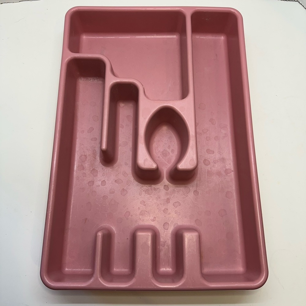 Vintage Rubbermaid Pink Cutlery Tray Silverware Drawer‎ Organizer